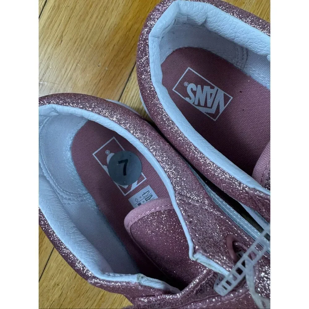 New Vans Womens Pink Glitter Shoes Size 7